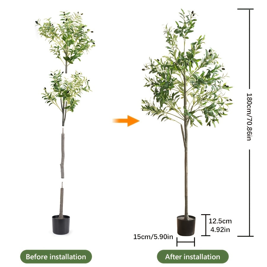 Arbre d'Olive Artificiel, Plante en Soie de 6 Pieds avec Feuilles et Fruits pour D¨¦coration Int¨¦rieure Moderne, Id¨¦al pour No?l