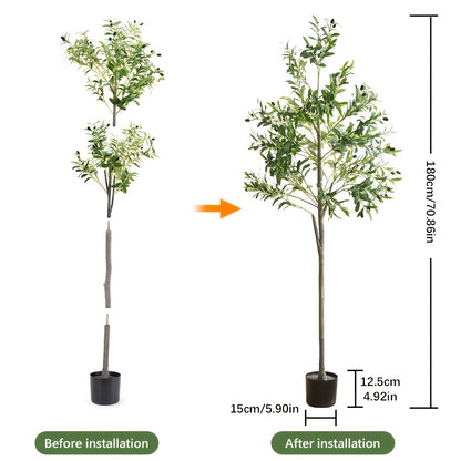 Arbre d'Olive Artificiel, Plante en Soie de 6 Pieds avec Feuilles et Fruits pour D¨¦coration Int¨¦rieure Moderne, Id¨¦al pour No?l