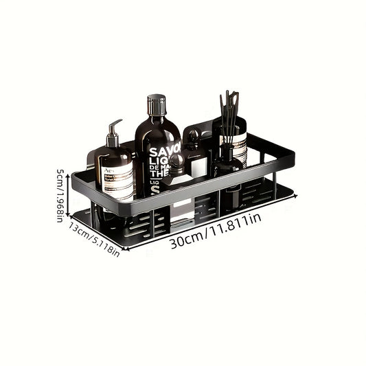 2pcs Black Rust-Proof Polished Metal Bathroom Shelves, Wall-Mounted No-Drill Hanging Shower Caddy for Shampoo, Conditioner, and Toiletries ¨C Space-Saving and Stylish Bathroom Organizer, Spacesaving Caddy | Sleek Shower Design | Durable Bathroom Item