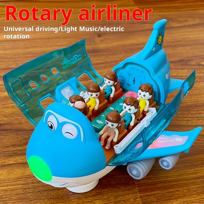 Automatic Walking Airplane Toy 360° Rotation, Lights and Music - Automatic Opening, Obstacle Avoidance, Pink\u002FBlue, All-round Movement, Automatic Switching, Accessories Random Color, Battery Not Included