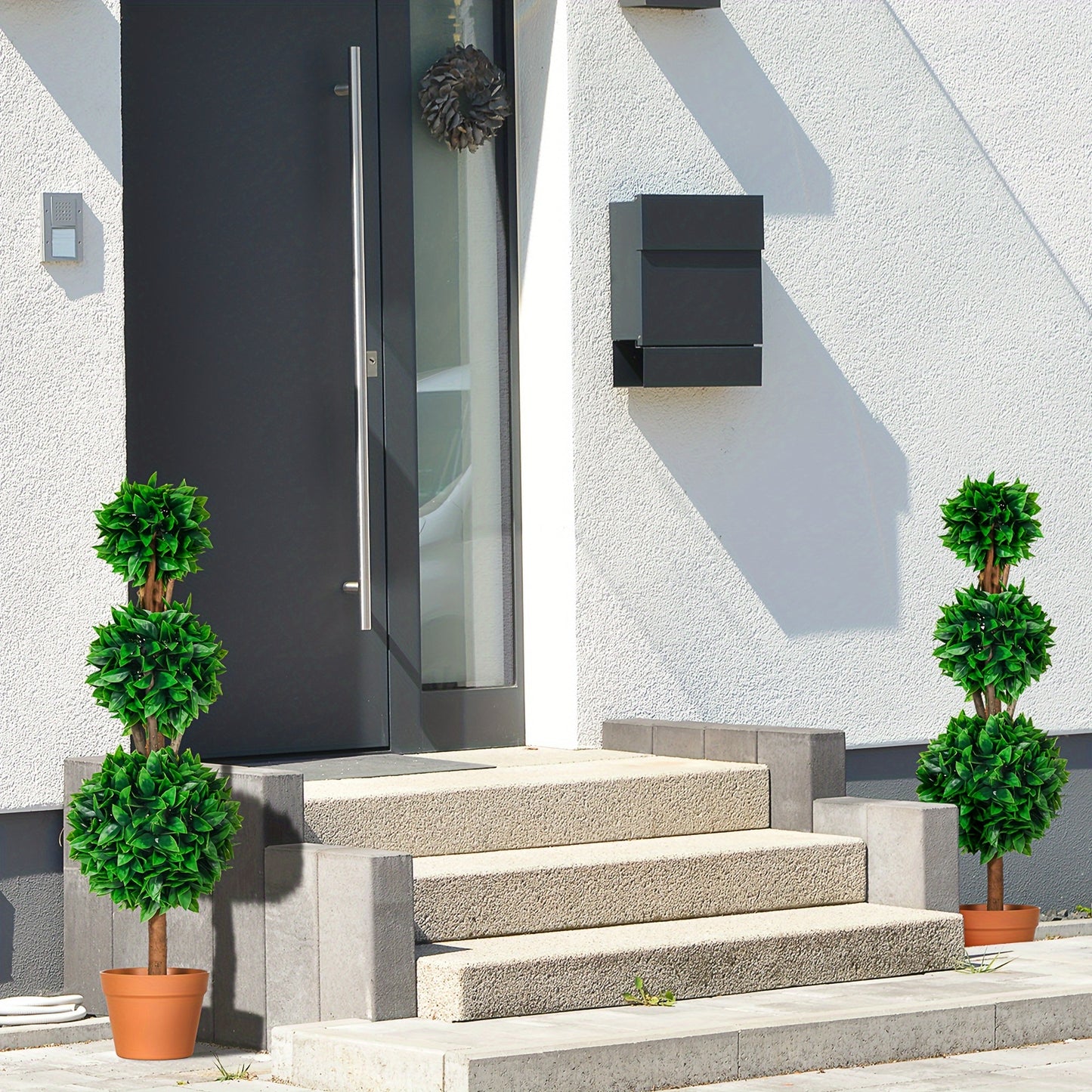Ensemble de 2 boules topiaires artificielles en buis de 3 pi (35.5 po), plantes artificielles en pot, plantes vertes d¨¦coratives pour la maison, le bureau, l'int¨¦rieur, l'ext¨¦rieur, le salon, vert