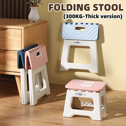 Blue Square Folding Stool, 661.39LB Thick Plastic, Portable & Lightweight, Expandable Storage, High Load-Bearing Capacity, No Battery Needed, for Outdoor Camping & Home Use