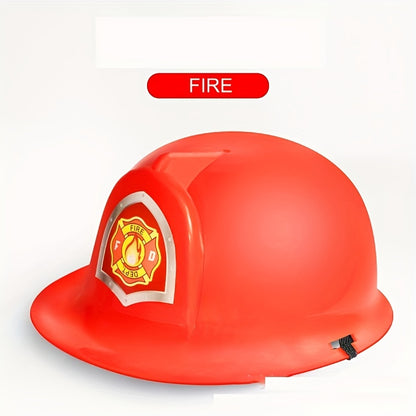 Youngsters' Halloween Costume Accessory - 1pc Firefighter, Police & Construction Hat in Red\u002FBlue\u002FYellow - Perfect for Cosplay, Parties & Educational Play