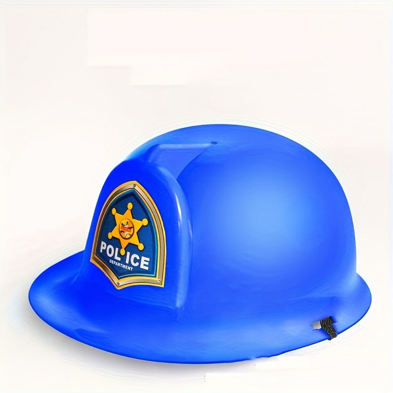 Youngsters' Halloween Costume Accessory - 1pc Firefighter, Police & Construction Hat in Red\u002FBlue\u002FYellow - Perfect for Cosplay, Parties & Educational Play