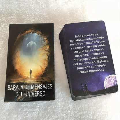 Spanish Tarot Deck, Universe Oracle Cards, Keywords Tarot, Spirit Messages Cards, Tarot Cards for Beginners, Spanish Version Tarot, 4.72x2.76inch, 54 Cards