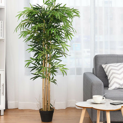 TANGKULA 5 Pieds Bambou Artificiel Soie Arbre Vert Int¨¦rieur-Ext¨¦rieur D¨¦coration Maison Planteur D¨¦coratif