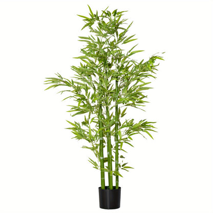 HOMCOM Arbre artificiel en bambou de 5 pieds dans un pot, plantes artificielles d'int¨¦rieur et d'ext¨¦rieur pour la d¨¦coration de la maison, du bureau et du salon, vert