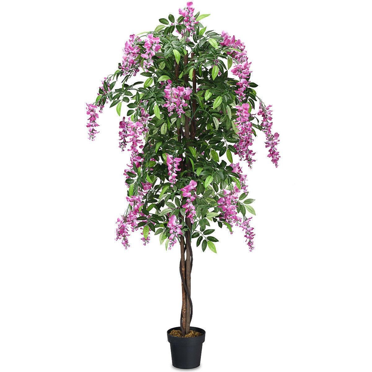 TANGKULA 6-pieds arbre de soie de wistaria artificielle fleur rose d¨¦coration int¨¦rieure-patio
