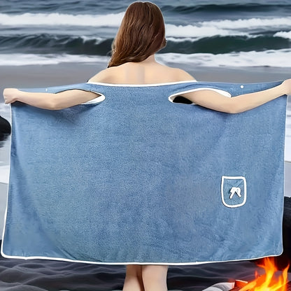 Large Soft Coral Fleece Bath Towel with Pocket - Absorbent & Quick-Dry, Lightweight & Durable for Beach, Home, and Bathroom Use, Perfect Holiday Gift for Halloween, Thanksgiving, Christmas, Quickdry Towel | Playful Design Towel | Durable Towel Fabric