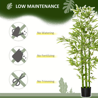HOMCOM Arbre artificiel en bambou de 5 pieds dans un pot, plantes artificielles d'int¨¦rieur et d'ext¨¦rieur pour la d¨¦coration de la maison, du bureau et du salon, vert