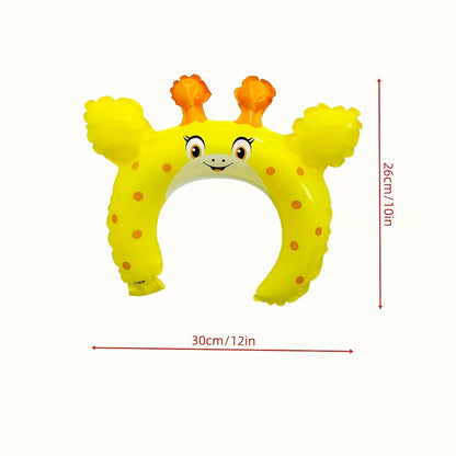 50pcs 10 Styles Zoo Animal Inflatable Headbands Wildlife Safari Balloon Hair Hoop Animals Balloons Hat for Jungle Theme Birthday Party Favors, Assorted Style, Easter Room Decor