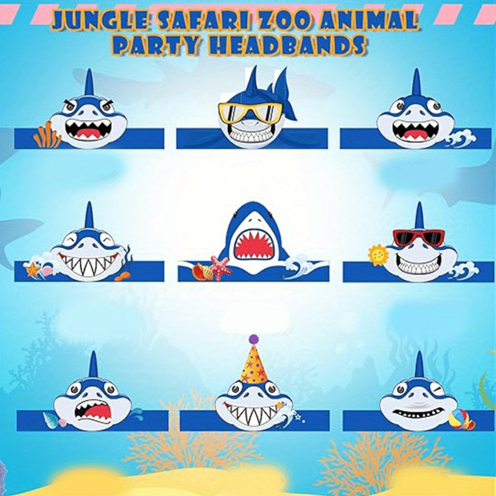 9pcs of Cartoon Shark Hats, Party Hats Decorations, Party Decoration Supplies