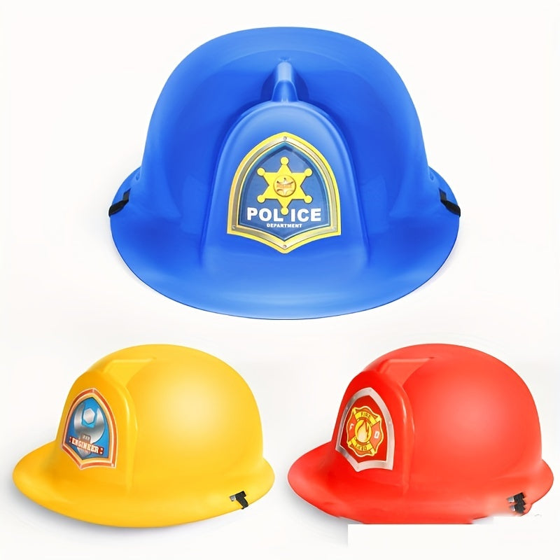 Youngsters' Halloween Costume Accessory - 1pc Firefighter, Police & Construction Hat in Red\u002FBlue\u002FYellow - Perfect for Cosplay, Parties & Educational Play