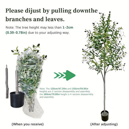 Arbre d'Olive Artificiel, Plante en Soie de 6 Pieds avec Feuilles et Fruits pour D¨¦coration Int¨¦rieure Moderne, Id¨¦al pour No?l