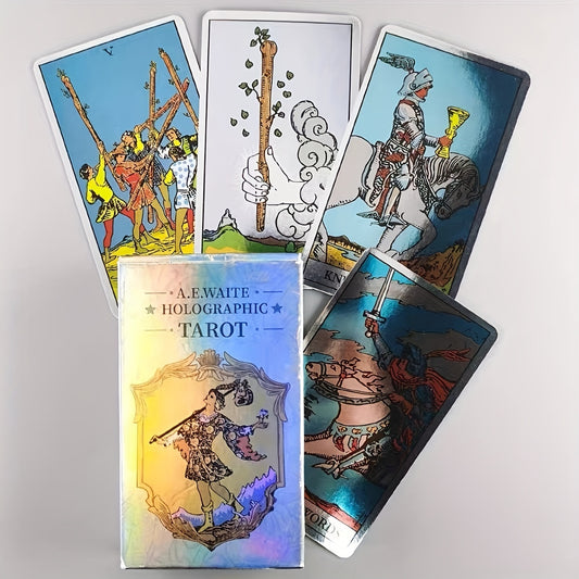 Classic Holographic Rider-Waite Tarot Card Classic Rider-Waite Tarot Card Game With Holographic Flash Cards