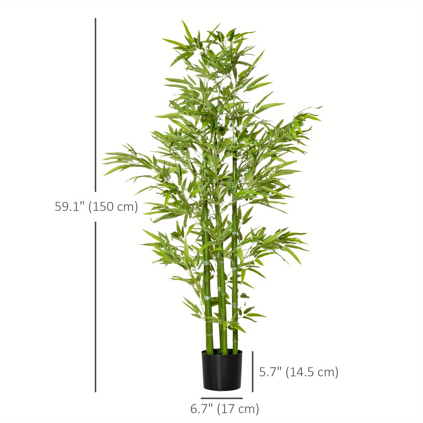 HOMCOM Arbre artificiel en bambou de 5 pieds dans un pot, plantes artificielles d'int¨¦rieur et d'ext¨¦rieur pour la d¨¦coration de la maison, du bureau et du salon, vert