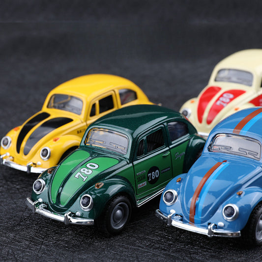 Classic Alloy Steel Vintage-Style Car Model - Collectible Display Decor, Assorted Colors - Yellow, Green, Beige, Light Blue