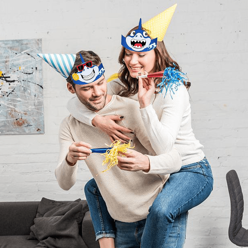 9pcs of Cartoon Shark Hats, Party Hats Decorations, Party Decoration Supplies