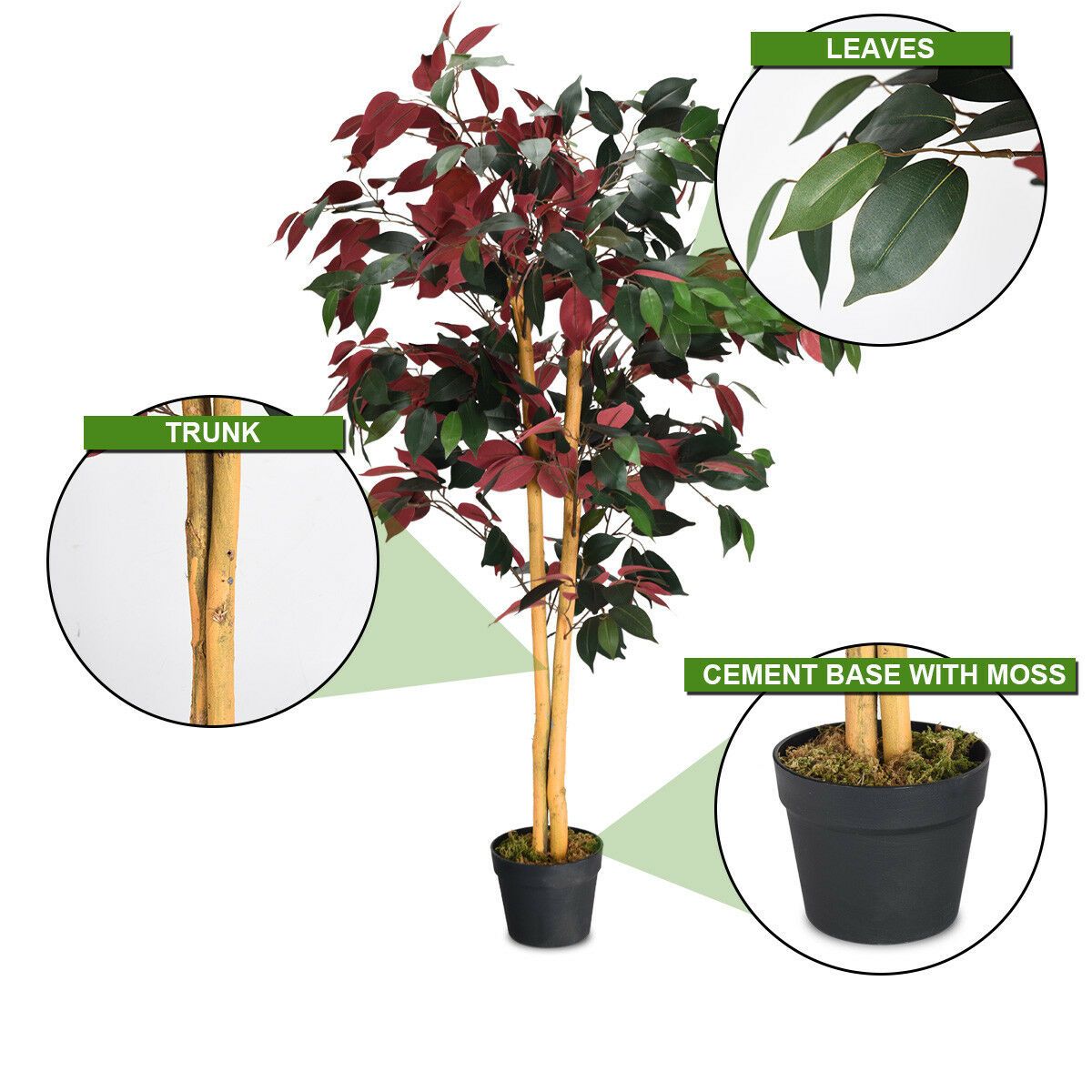 TANGKULA 4-Feet Artificiel Bush Rouge\u002FVert Feuilles Int¨¦rieur-Ext¨¦rieur Maison