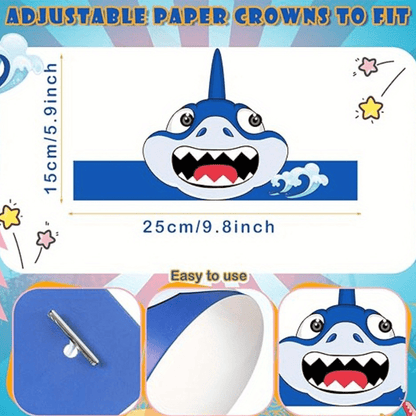 9pcs of Cartoon Shark Hats, Party Hats Decorations, Party Decoration Supplies
