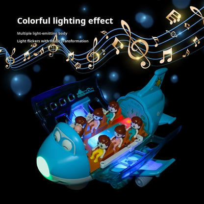 Automatic Walking Airplane Toy 360° Rotation, Lights and Music - Automatic Opening, Obstacle Avoidance, Pink\u002FBlue, All-round Movement, Automatic Switching, Accessories Random Color, Battery Not Included