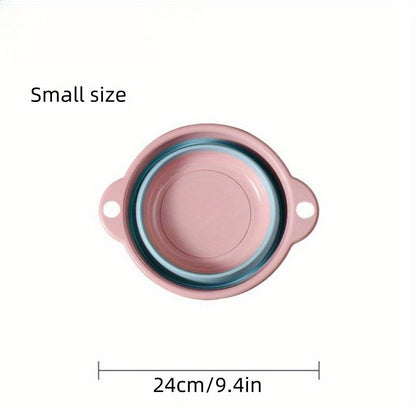 1pc Portable Foldable Washbasin - Durable Plastic, Ideal for Camping & Travel, Compact Design with Lid, Camping Essentials | Modern Kitchenware | Compact Washbasin