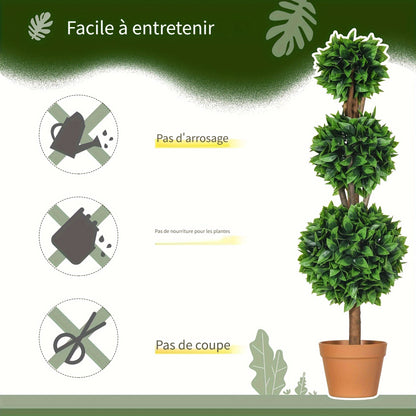 Ensemble de 2 boules topiaires artificielles en buis de 3 pi (35.5 po), plantes artificielles en pot, plantes vertes d¨¦coratives pour la maison, le bureau, l'int¨¦rieur, l'ext¨¦rieur, le salon, vert