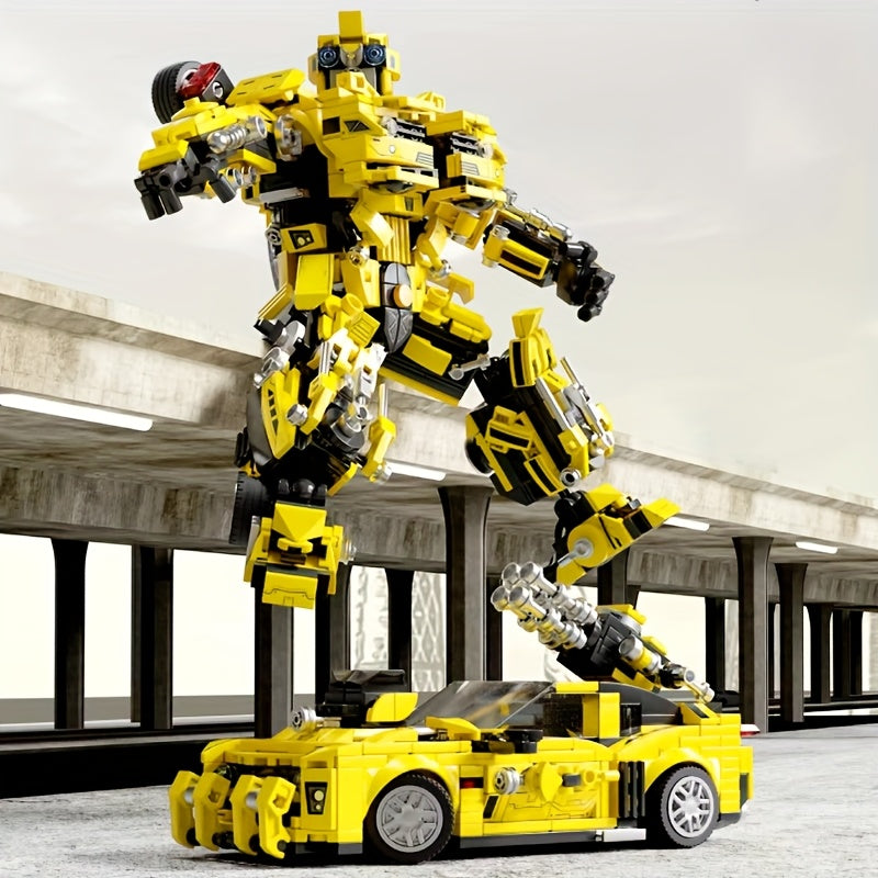 1000+pcs ABS Building Bricks Toy, 2-in-1 Transforming Car Model Building Set, Creative Construction Blocks for Home Decor, Durable Construction, Ideal Christmas\u002FHalloween\u002FThanksgiving Gift, Vibrant Display, Construction Toy Set