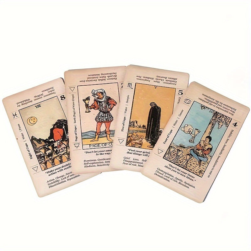Beginner's Tarot Card Set with Keywords - Fortune Telling Board Game for Insight & Guidance