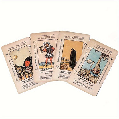 Beginner's Tarot Card Set with Keywords - Fortune Telling Board Game for Insight & Guidance