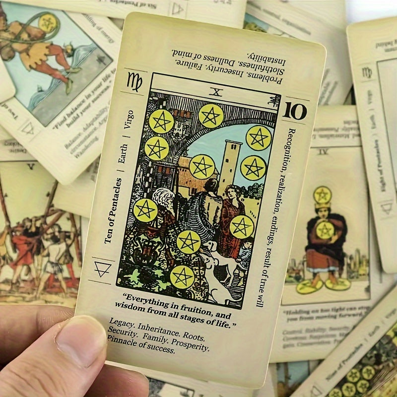 Beginner's Tarot Card Set with Keywords - Fortune Telling Board Game for Insight & Guidance