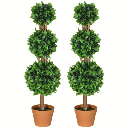 Ensemble de 2 boules topiaires artificielles en buis de 3 pi (35.5 po), plantes artificielles en pot, plantes vertes d¨¦coratives pour la maison, le bureau, l'int¨¦rieur, l'ext¨¦rieur, le salon, vert
