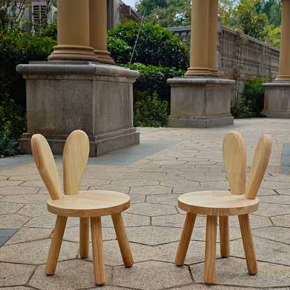 Chic Solid Wood Rabbit Ear Stool - Perfect for Shoe Changing, Living Room & Home Decor | Ideal for Parties & Entertainment