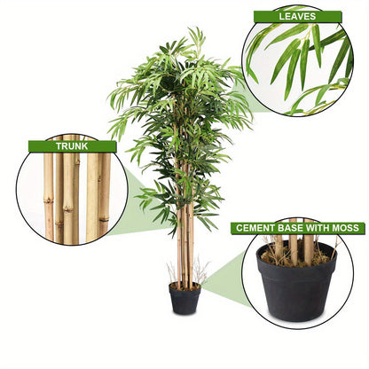 TANGKULA 5 Pieds Bambou Artificiel Soie Arbre Vert Int¨¦rieur-Ext¨¦rieur D¨¦coration Maison Planteur D¨¦coratif