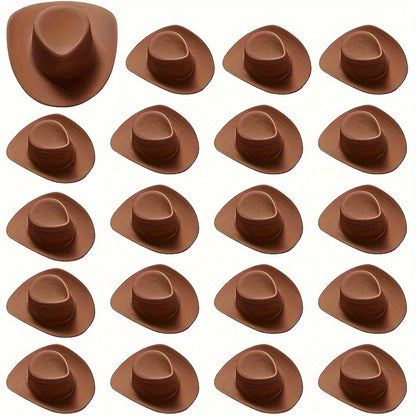 20pcs, Plastic Mini Cowboy Cowgirl Hat For Crafts, Miniature Western Cowgirl Hats, Tiny Dress Hat For Party Decoration